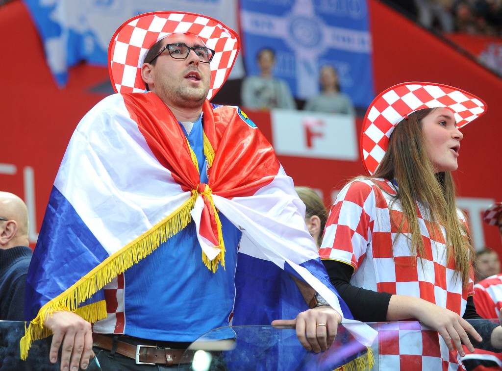 2016.01.17 Katowice Pilka reczna EHF Euro 2016 Mistrzostwa Europy w pilce recznej mezczyzn  Norwegia - Chorwacja (Norway - Croatia) N/Z Kibice Chorwacji Foto  Rafal Rusek / Pressfocus  . 2016.01.17 Katowice Handball EHF Euro Poland 2016 Norwegia - Chorwacja (Norway - Croatia) N/Z Kibice Chorwacji Foto  Rafal Rusek / Pressfocus